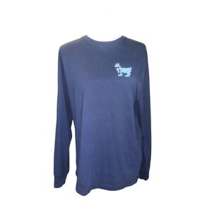 GOAT USA Graphic Long Sleeve T Shirt Men's Medium Navy Blue Cotton Blend